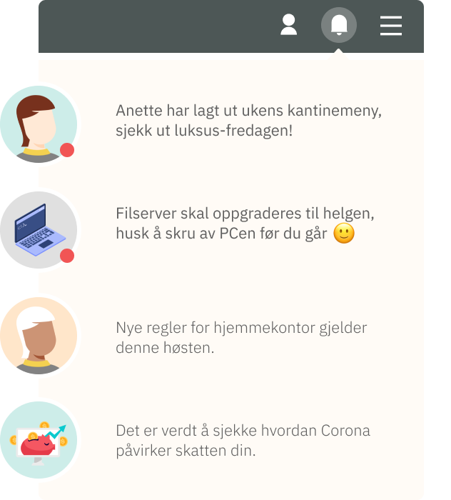 Infografikk - demo av ansattkort med lenker.
